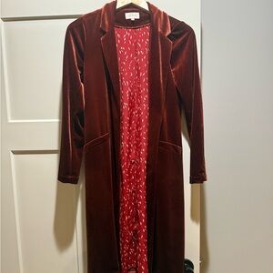 Skies Are Blue Red Velvet Coat